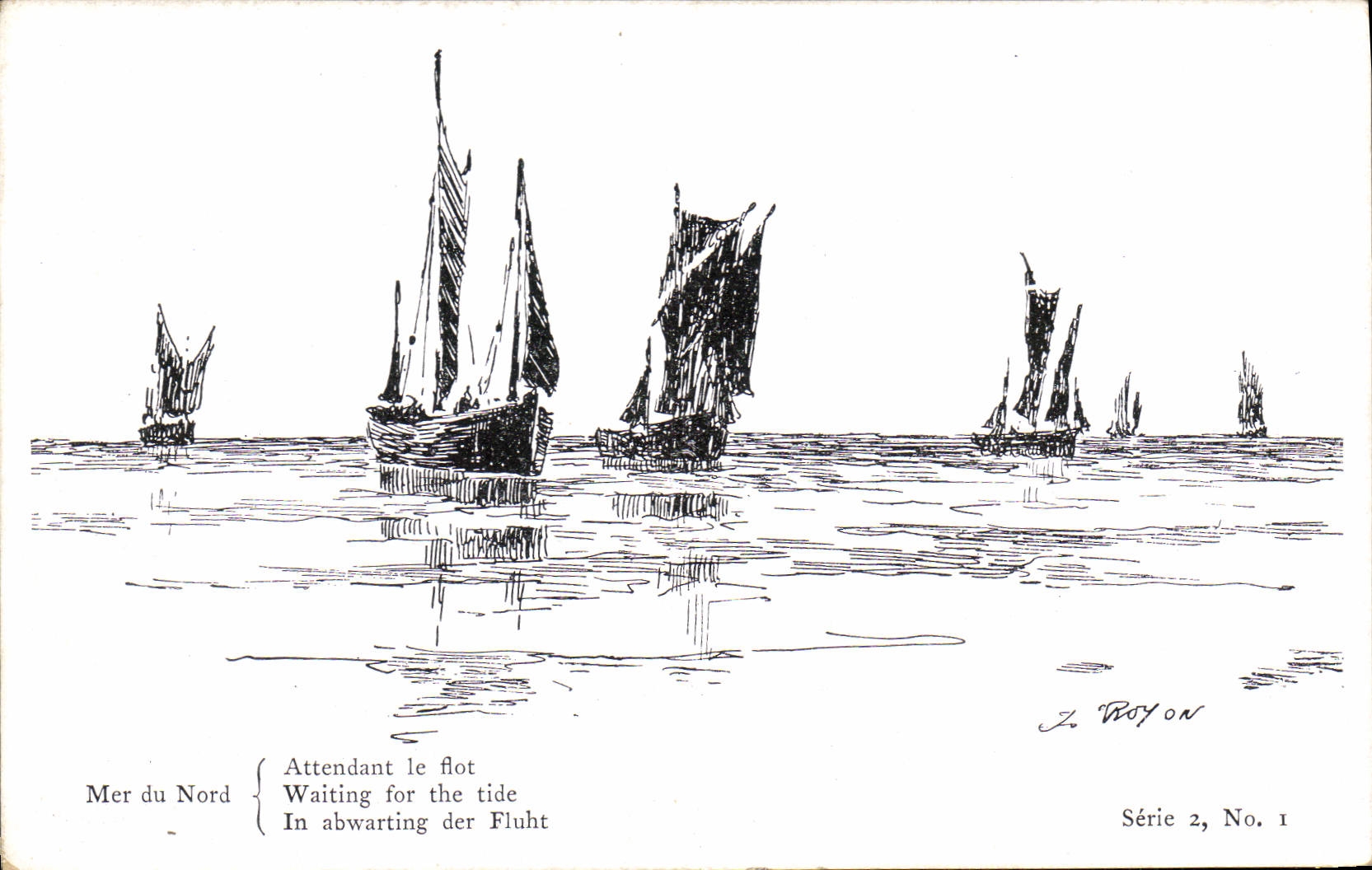VINTAGE POSTCARD Sailing Boat the North Sea Awaiting the flood