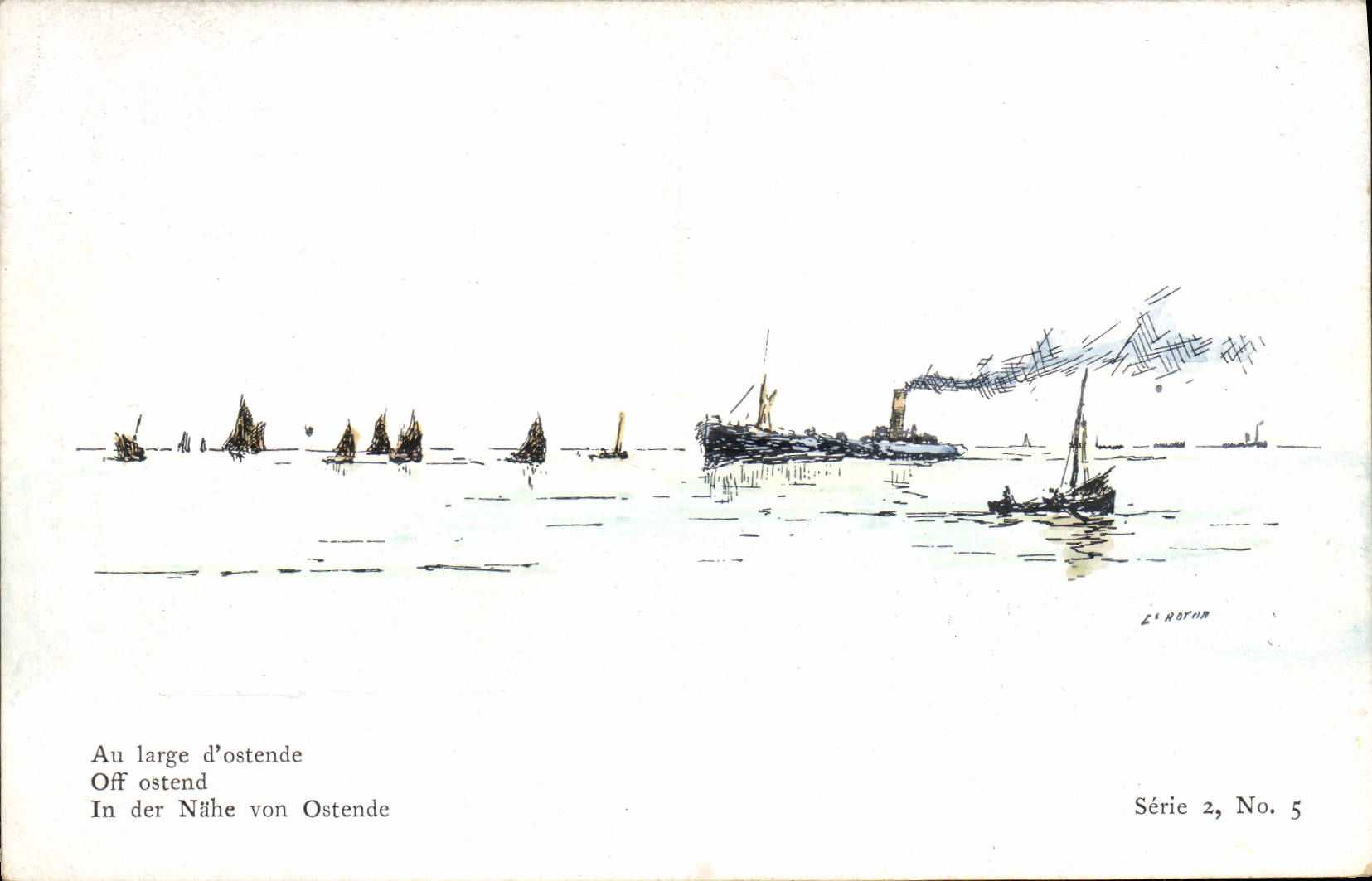 CPA Bateau Voilier Au large d'Ostende