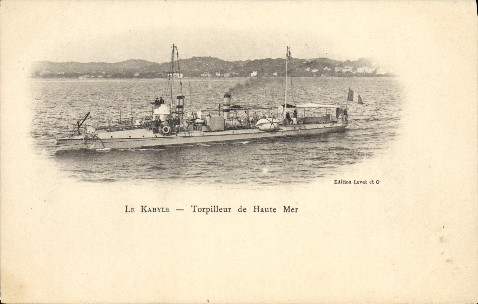 VINTAGE POSTCARD Warship Kabyle Destroyer in open sea