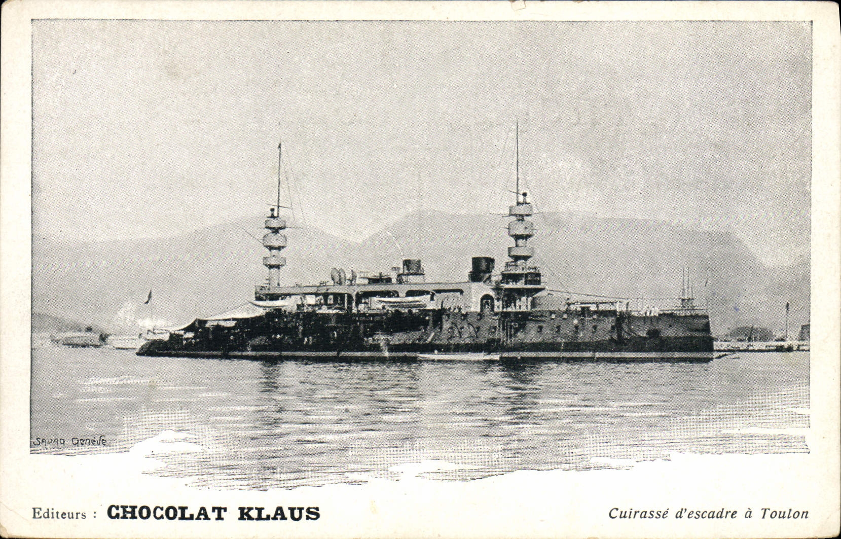 CPA Bateau de guerre Chocolat Klaus Cuirasse d'escadre a Toulon 