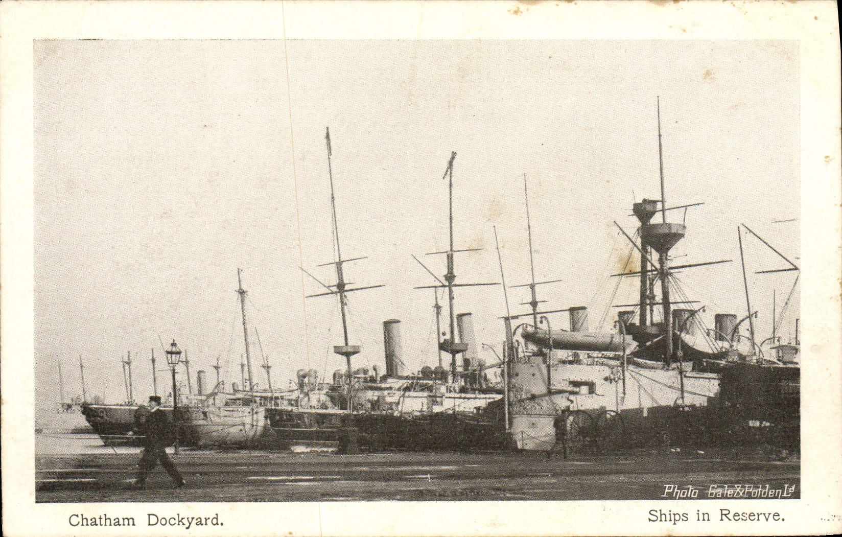 VINTAGE POSTCARD Warship Chatham Dockyard Ships in reserve