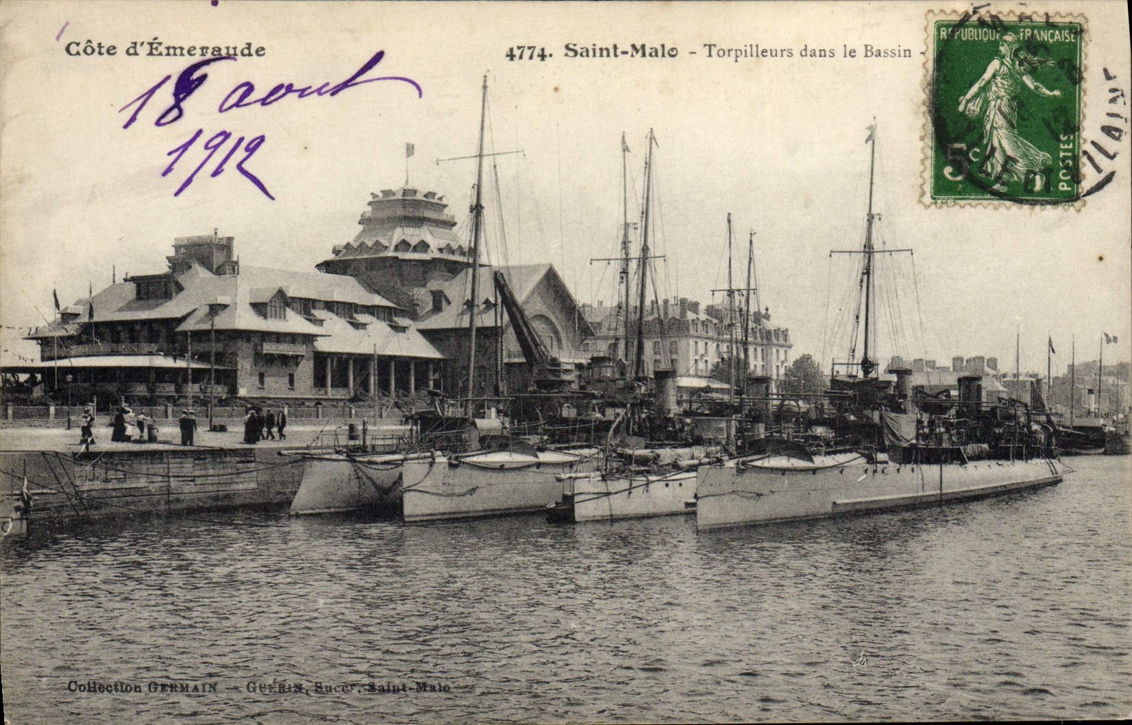VINTAGE POSTCARD Holy Warship Malo Destroyers in the basin