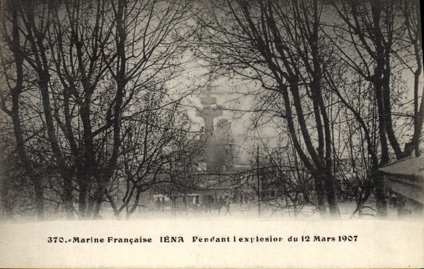 VINTAGE POSTCARD Warship Iena during the explosion of March 12th, 1907