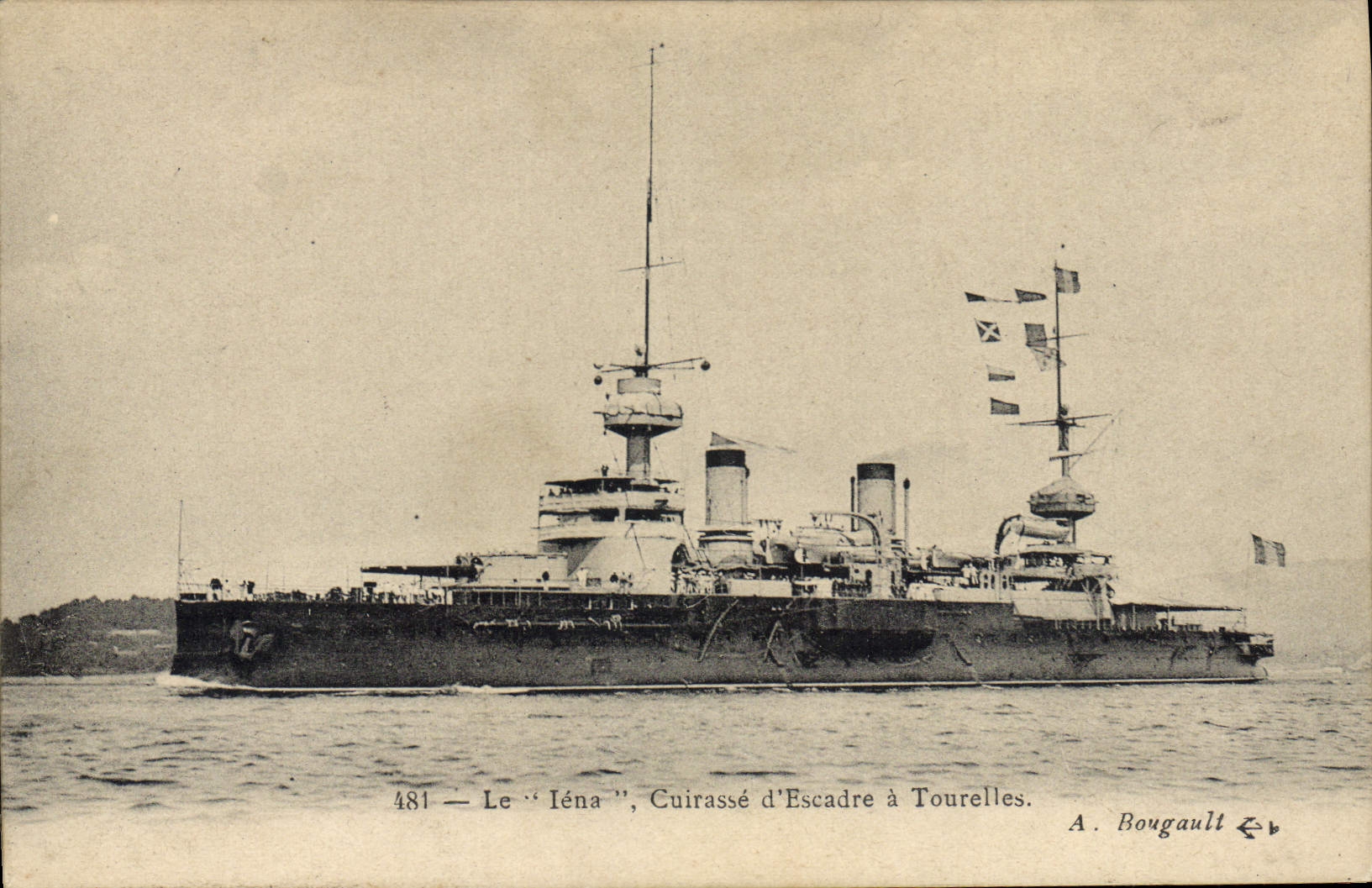 VINTAGE POSTCARD Warship Iena Cuirasse squadron has turrets