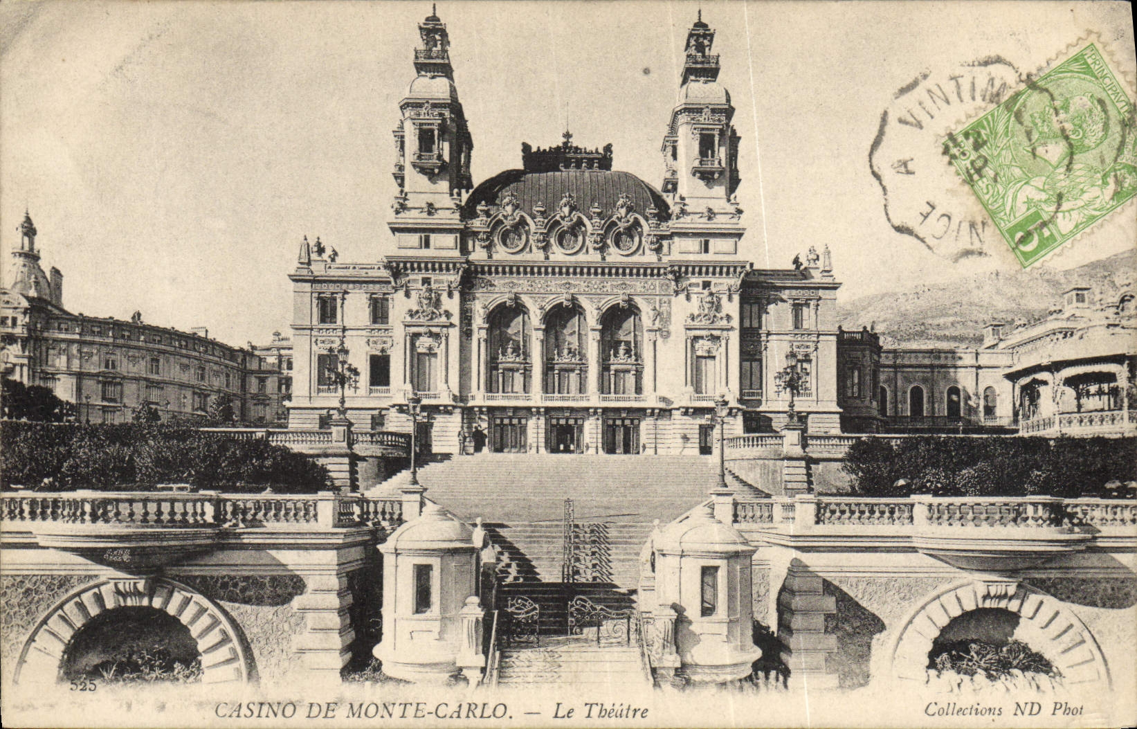 VINTAGE POSTCARD Theater Casino of Monte Carlo Monaco