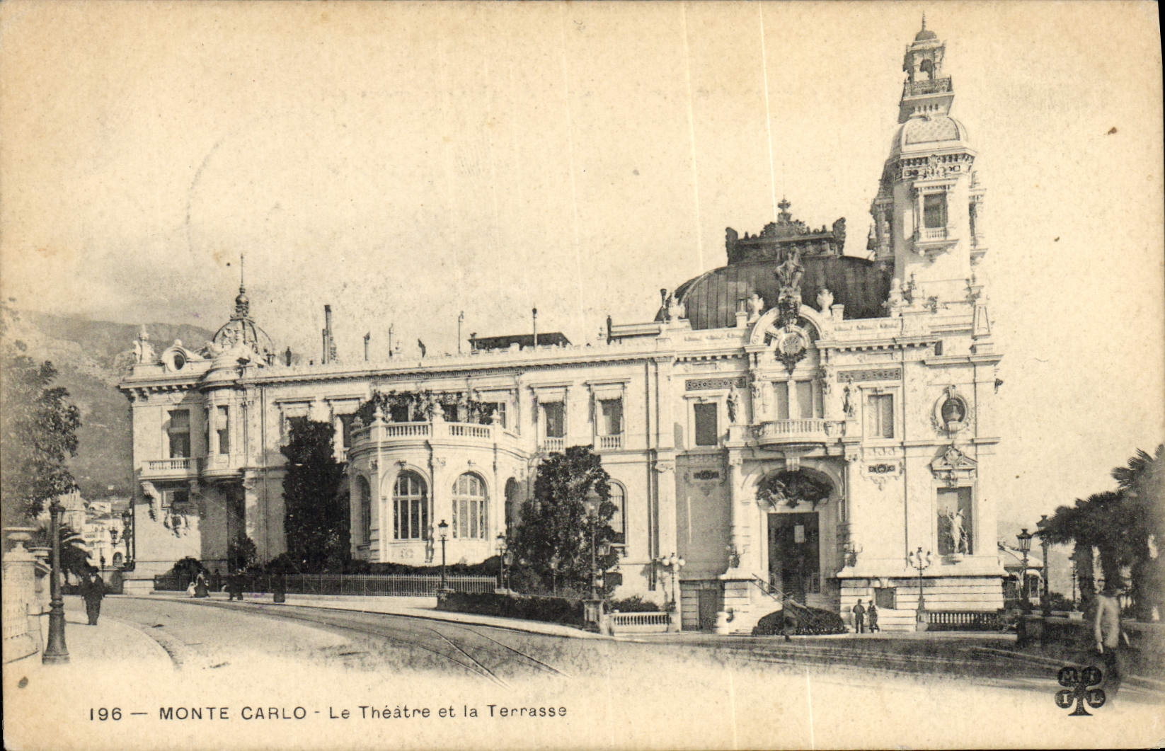VINTAGE POSTCARD Monte Carlo Monaco Theater and terraces