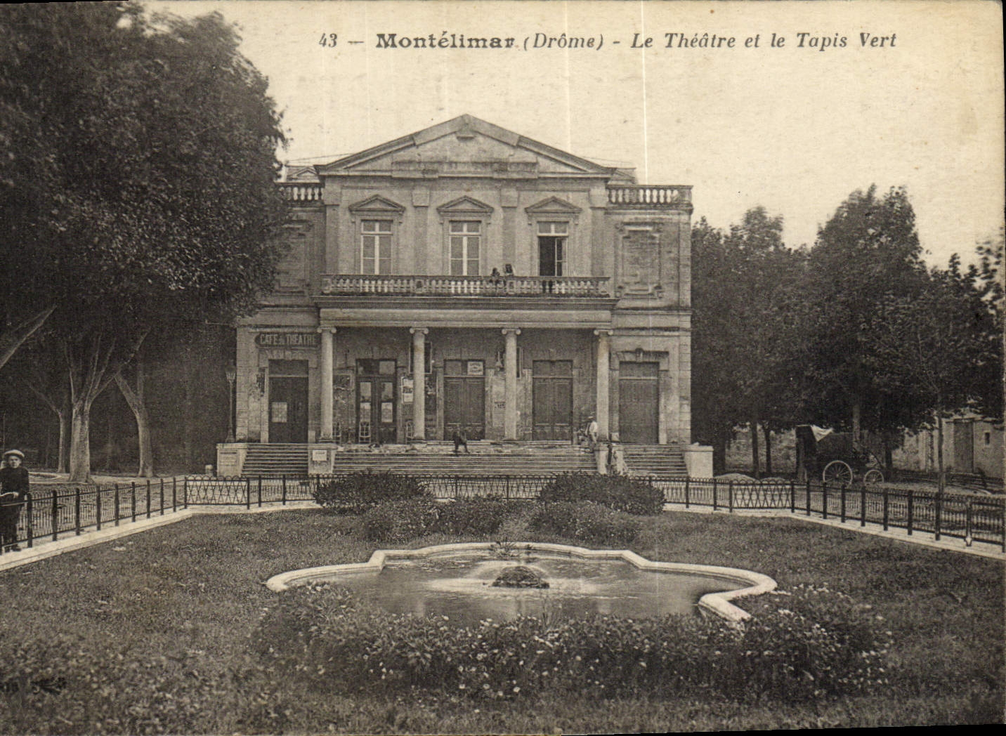 VINTAGE POSTCARD Theater and the green carpet Montelimar