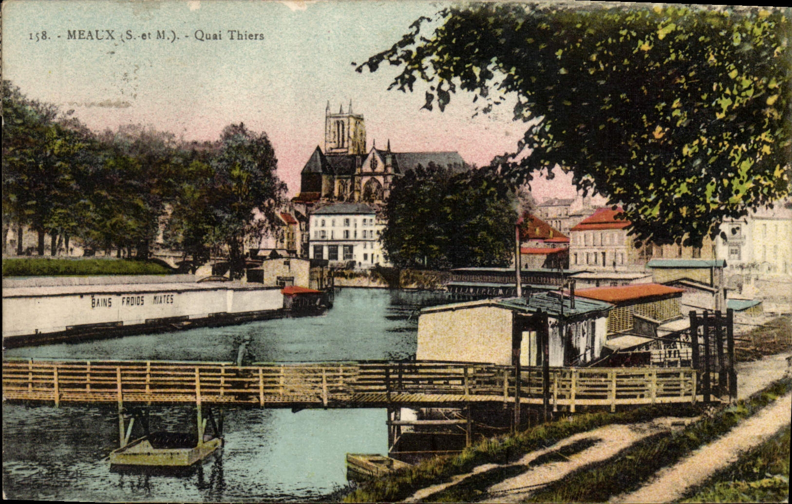 VINTAGE POSTCARD Meaux Thiers Quay