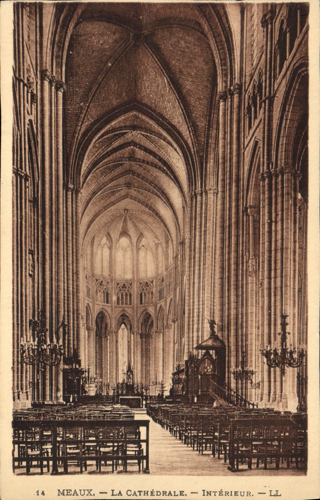 VINTAGE POSTCARD Meaux the Cathedral Interior