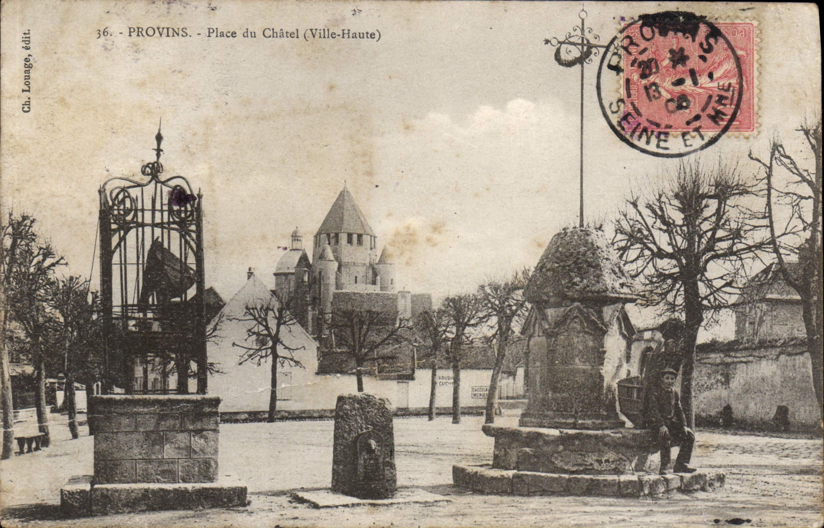 VINTAGE POSTCARD Provins Places of Chatel Ville High