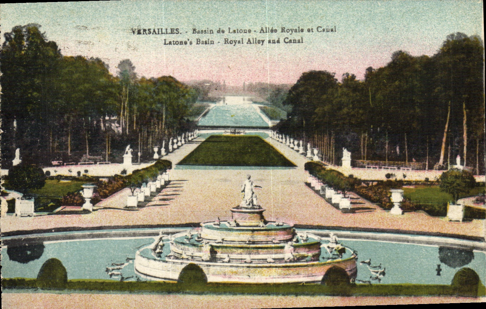 VINTAGE POSTCARD Versailles Basin of Lotone Gone Royal and Canal