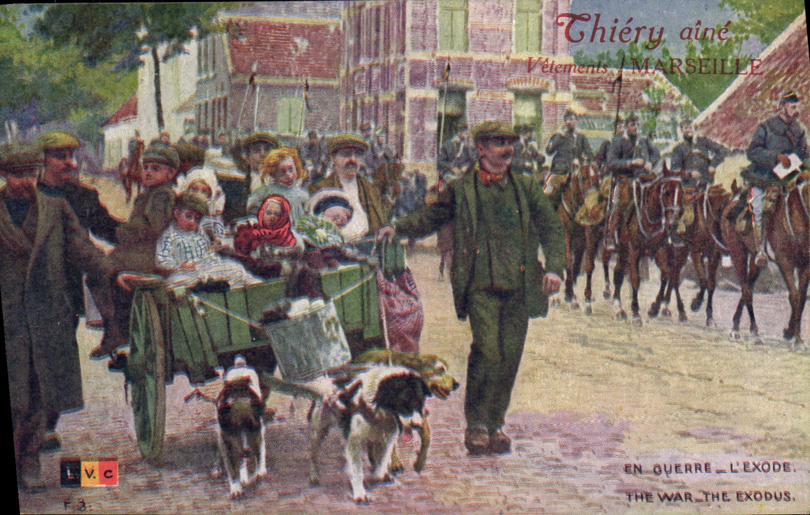 CPA Chien Chiens Publicite Alcool de menthe et eau de Melisse Carmes du Frere Mathias Marseille L'exode Militaria