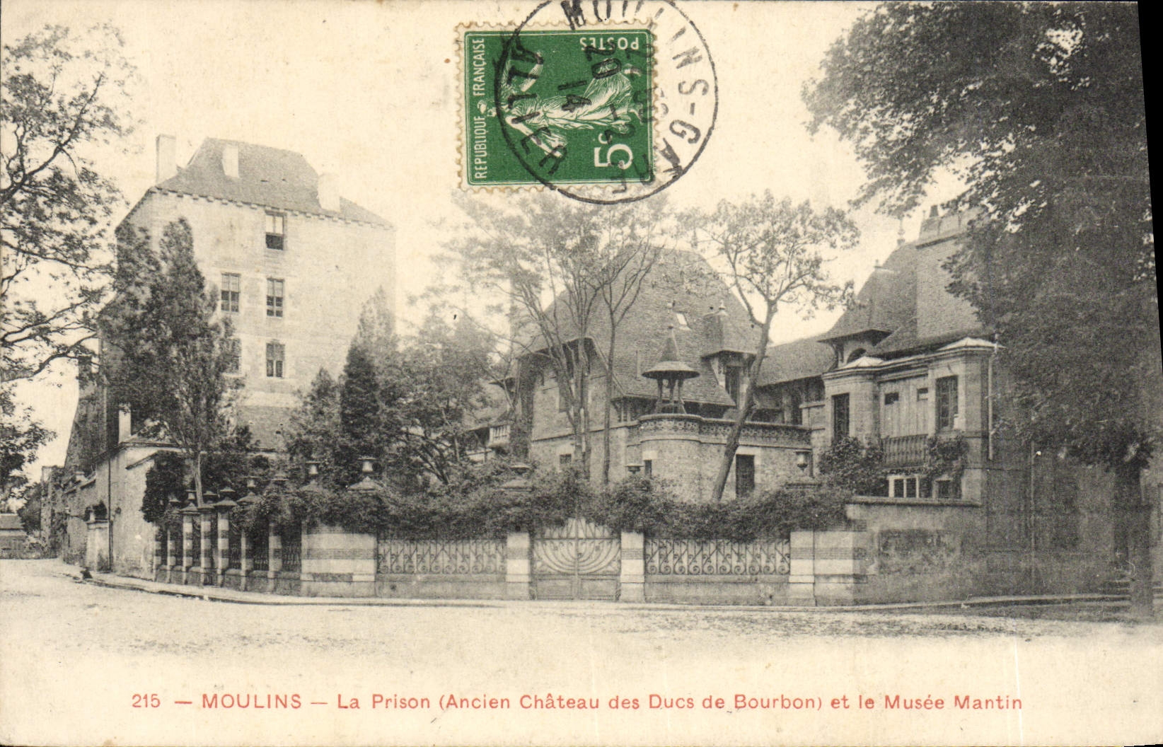 Prisión de la POSTAL de la VENDIMIA Moulins el castillo viejo de la prisión de los duques de Bourbon y del museo de Mantin