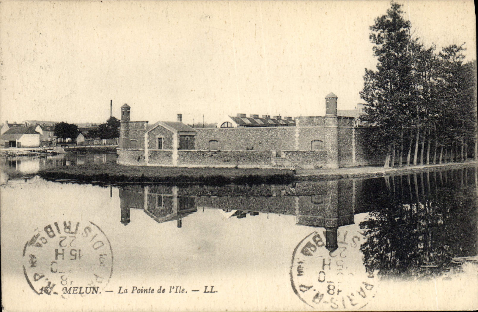 Prisión de Melun de la POSTAL de la VENDIMIA el punto de la isla