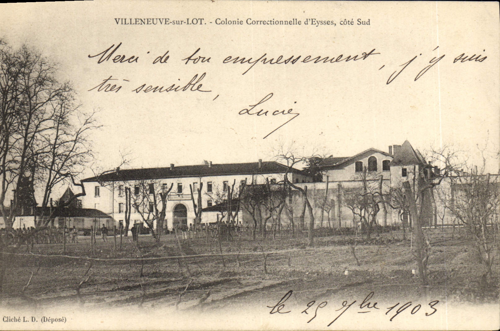Prisión de Villeneuve de la POSTAL de la VENDIMIA en la colonia del correctiionnelle de la hornada de pieza meridional de Eysses
