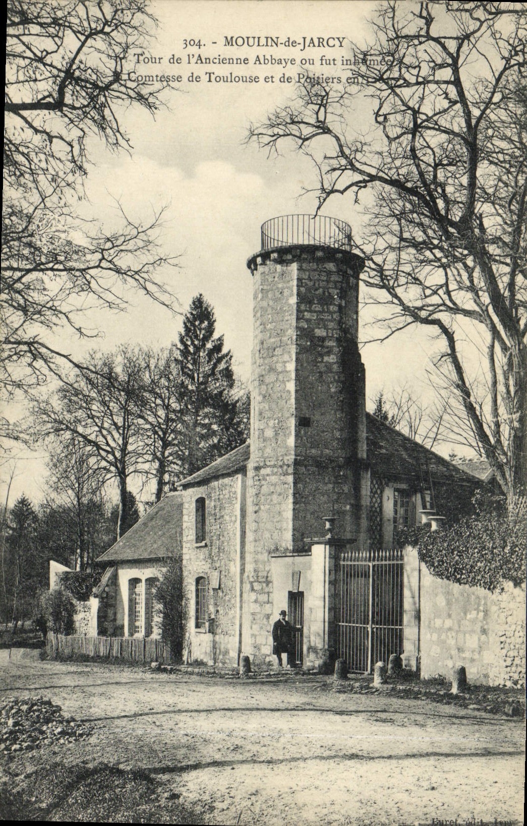 Molino de la prisión de la POSTAL de la VENDIMIA de la vuelta de Jarcy de la abadía vieja