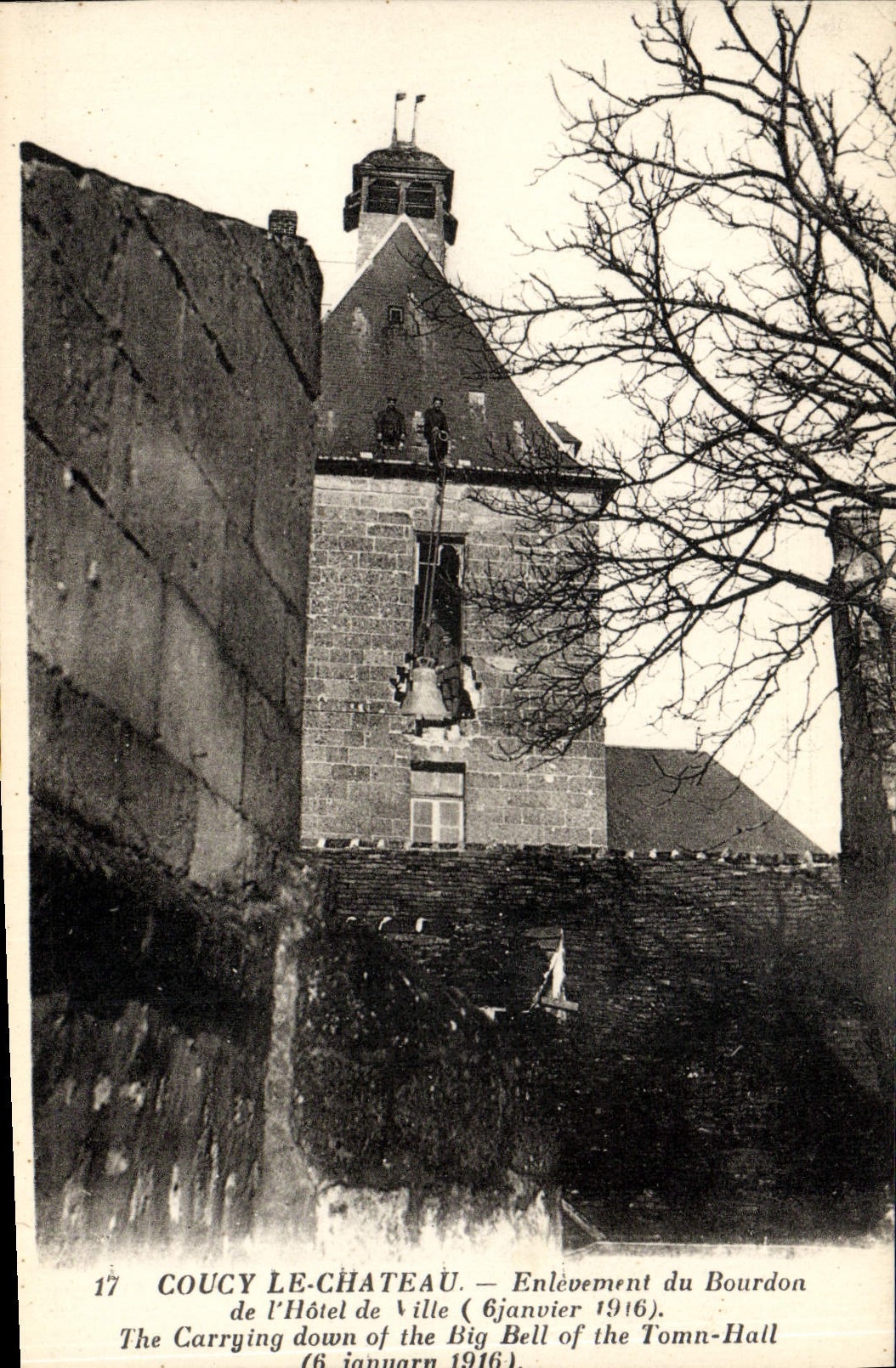 Prisión de Coucy de la POSTAL de la VENDIMIA el retiro del castillo del abejorro del ayuntamiento