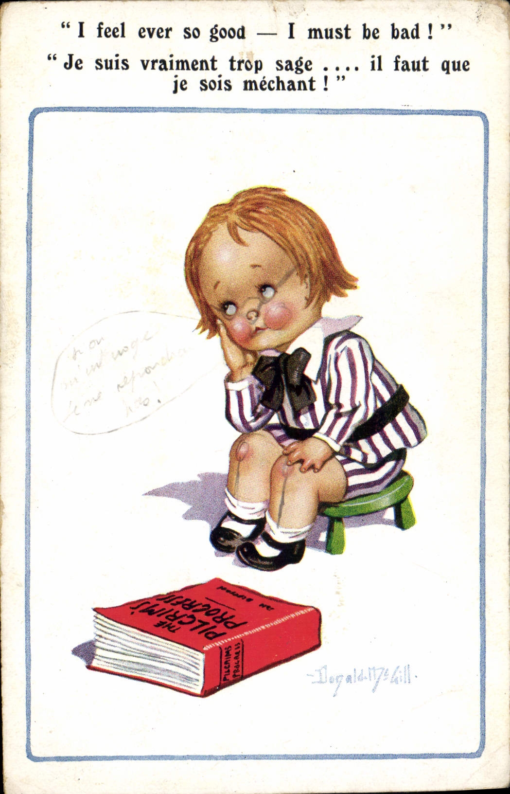 VINTAGE POSTCARD Illustrator I feel ever so good Donald Mc Gill