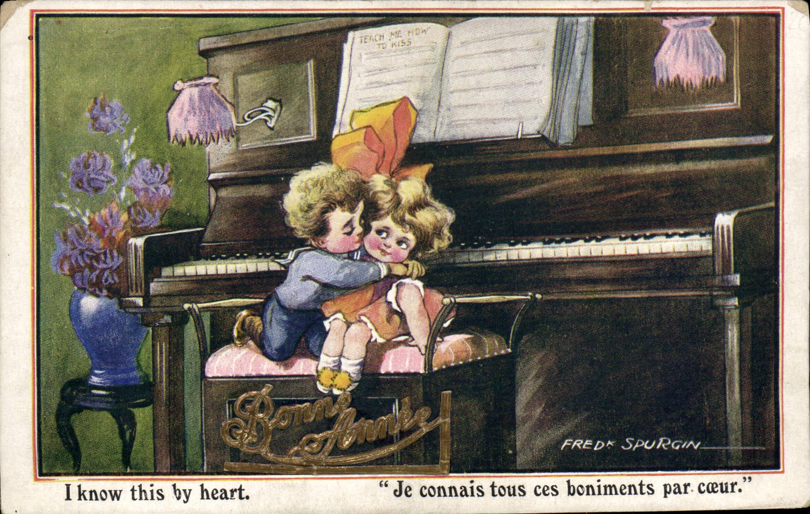 CPA Illustrateur Enfants Piano Je connais tous ces boniments par coeur Fred Spurgin