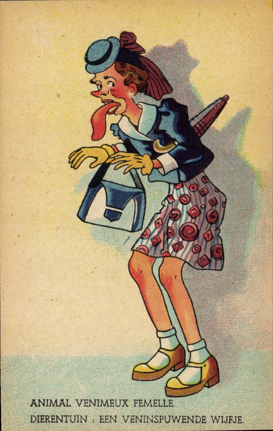 VINTAGE POSTCARD Animal Illustrator poisonous female