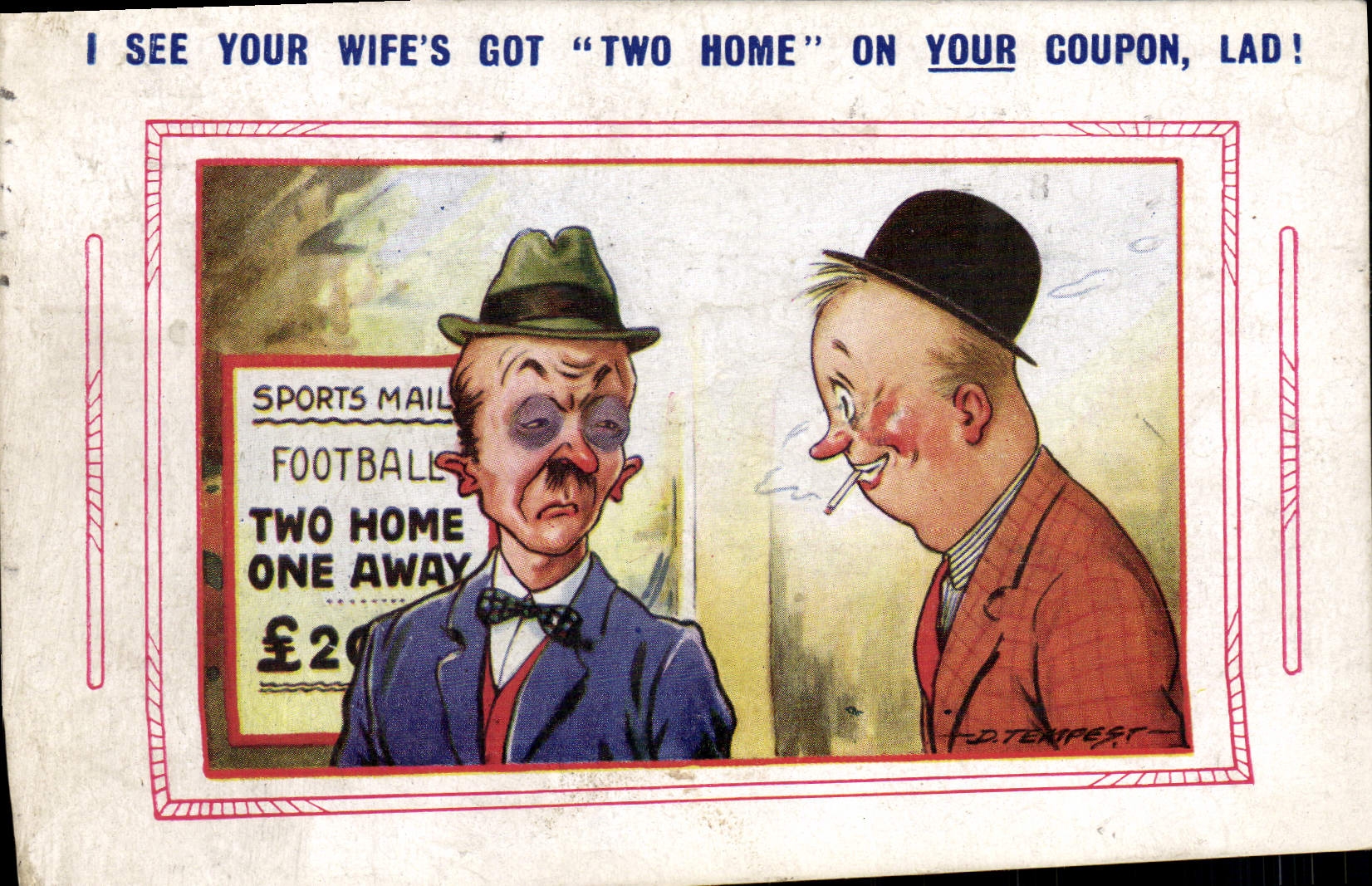 VINTAGE POSTCARD Illustrator Tempest Men