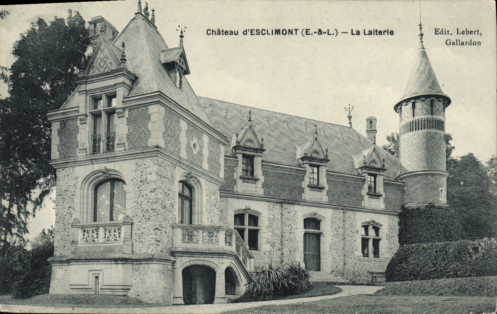 Castillo de la POSTAL de la VENDIMIA de la lechería de Esclimont