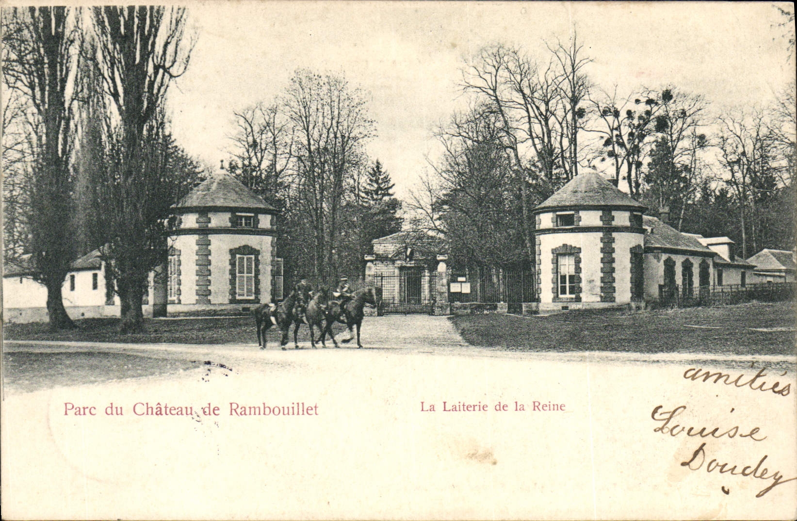 Parque de la POSTAL de la VENDIMIA de la lechería del lago rambouillet del caballo de los caballos de la reina