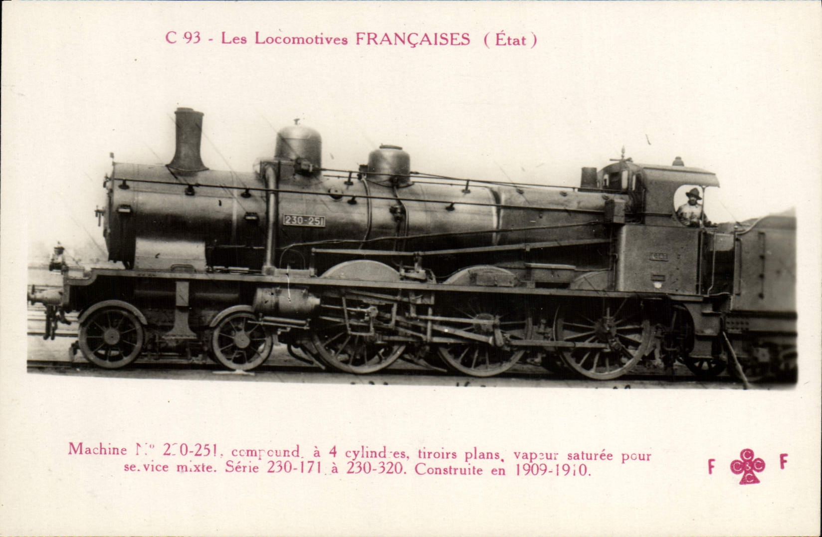 VINTAGE POSTCARD train Engine Machine 290 25