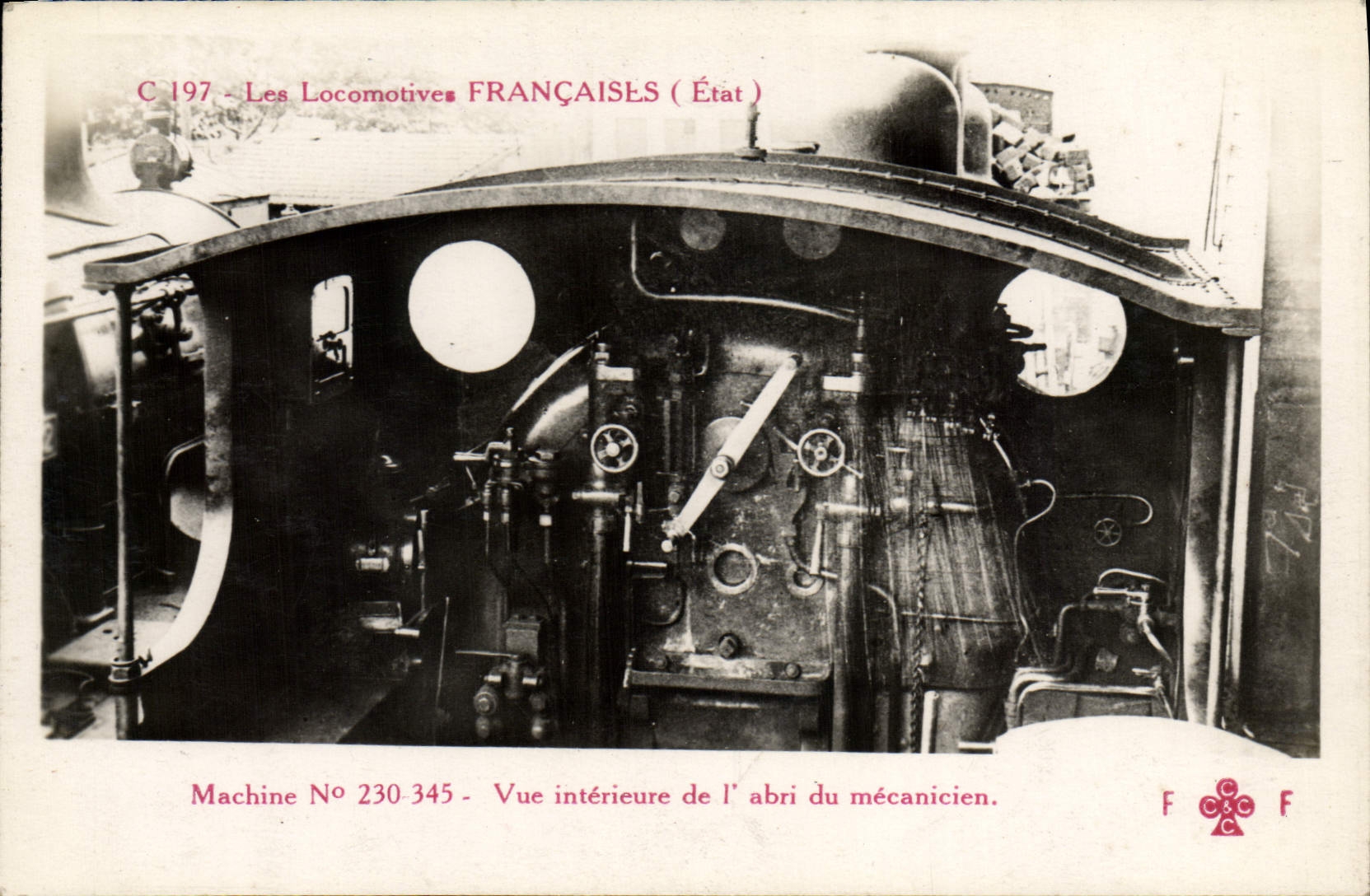 VINTAGE POSTCARD train Engine Machine 230.345 interior Sight of the driver cabin