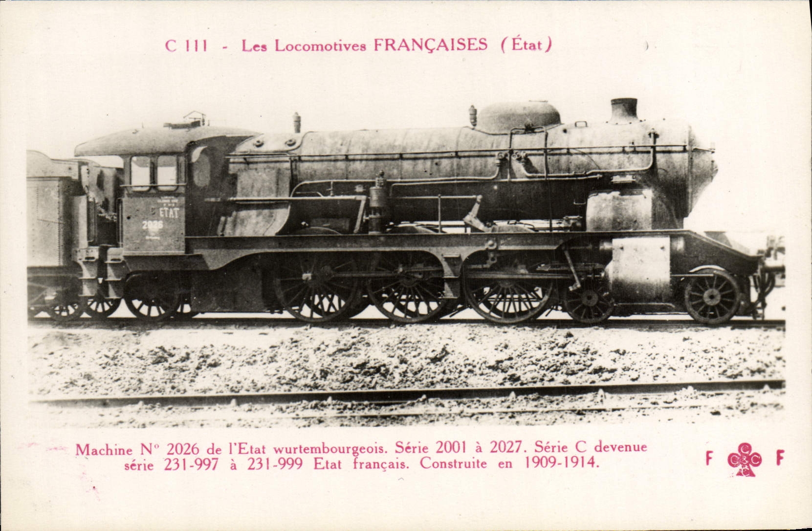 VINTAGE POSTCARD train Engine Machine 2026 of the state Wurtembourgeois Wurtemberg