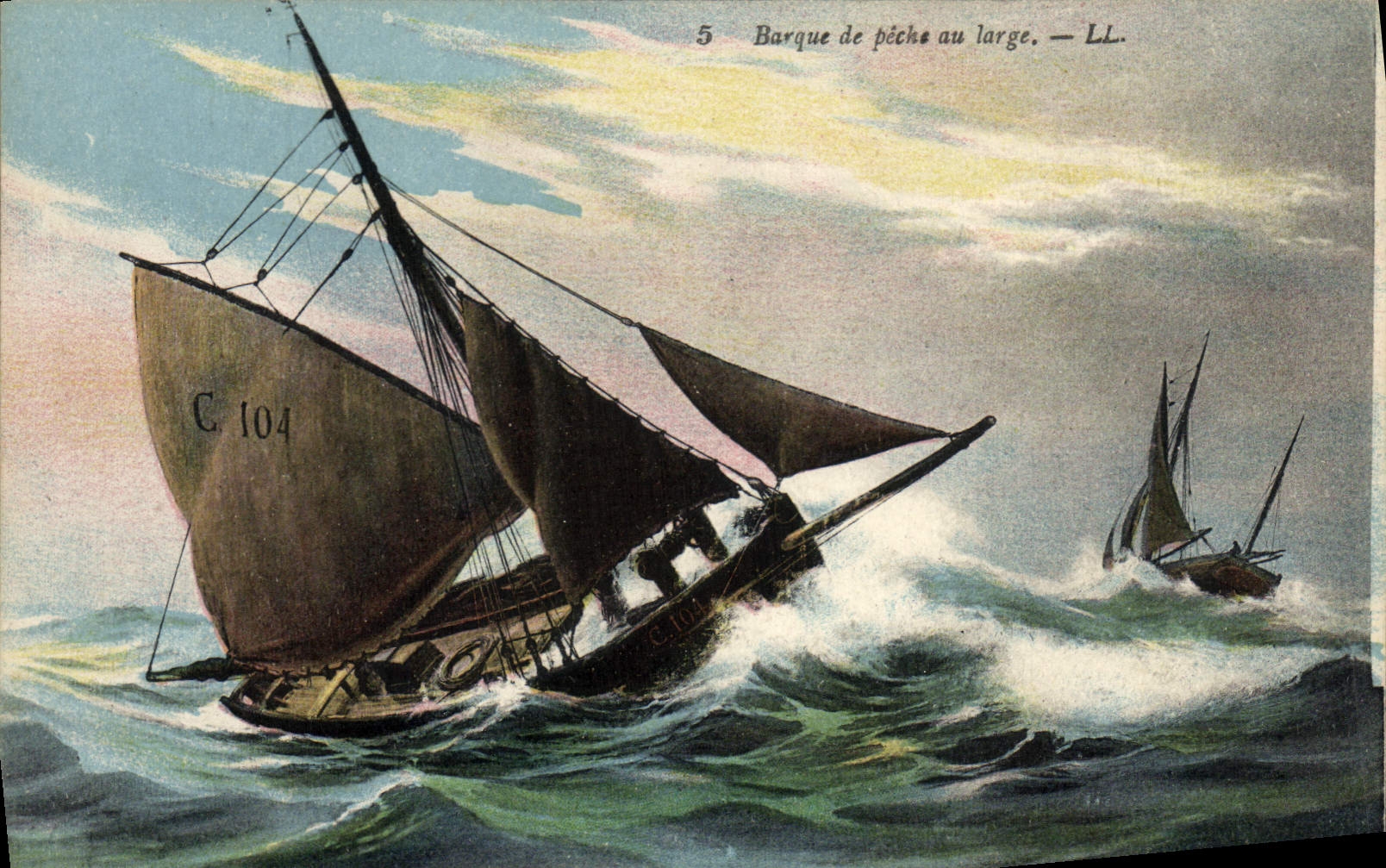CPA Bateau Voilier Barque de peche au large