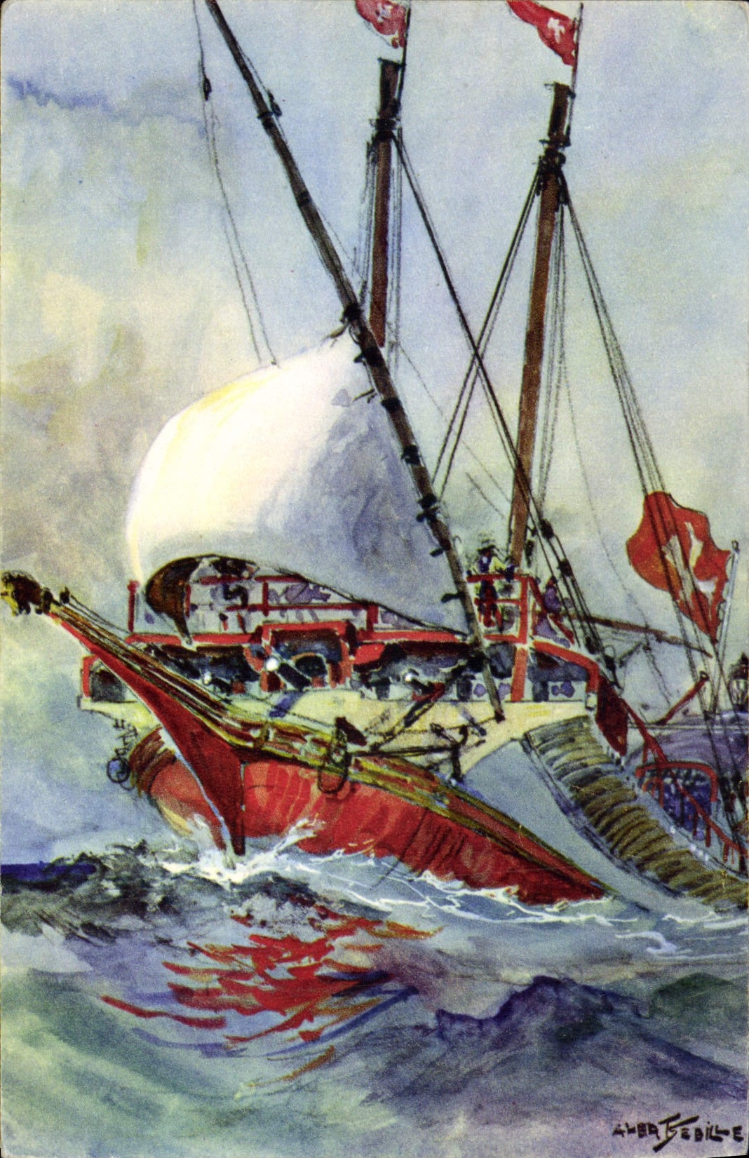 CPA Bateau Voilier Galere de Malte Epoque louis XIV Sebille Malta