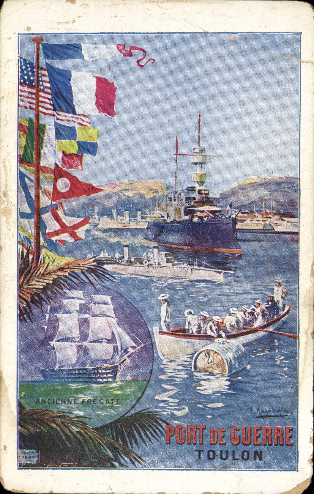 CPA Bateau Port de guerre Toulon Ancienne fregate