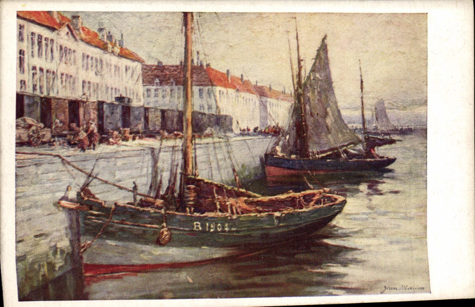 CPA Bateau Voilier peche 