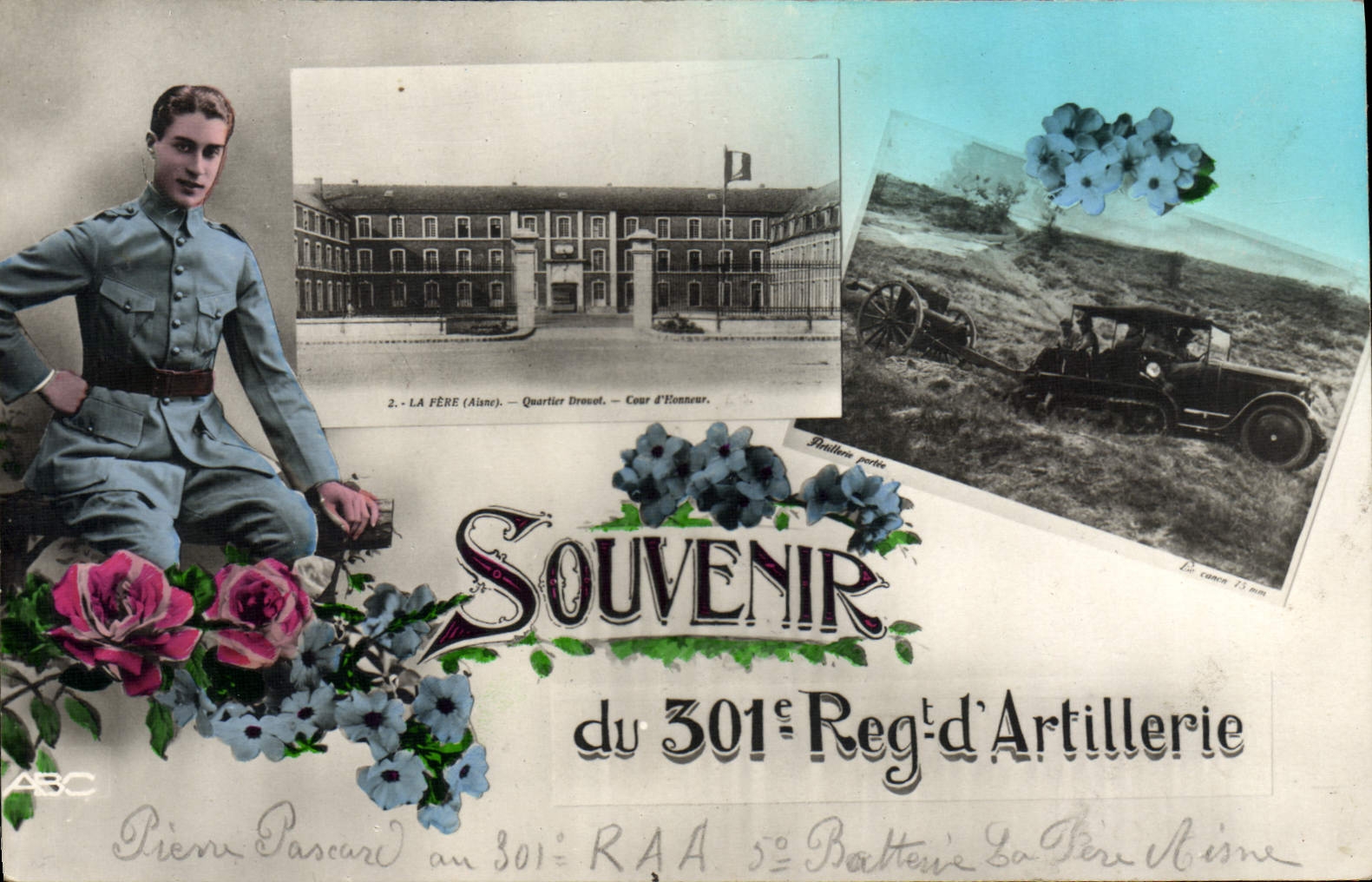 La POSTAL Militaria de la VENDIMIA acuartela el regimiento 301eme de la artillería Fere AR