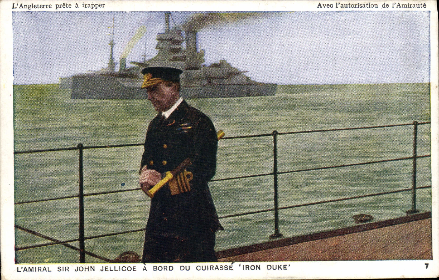 CPA Bateau de guerre L'amiral Sir John Jellicoe a bord du cuirasse Iron Duke 