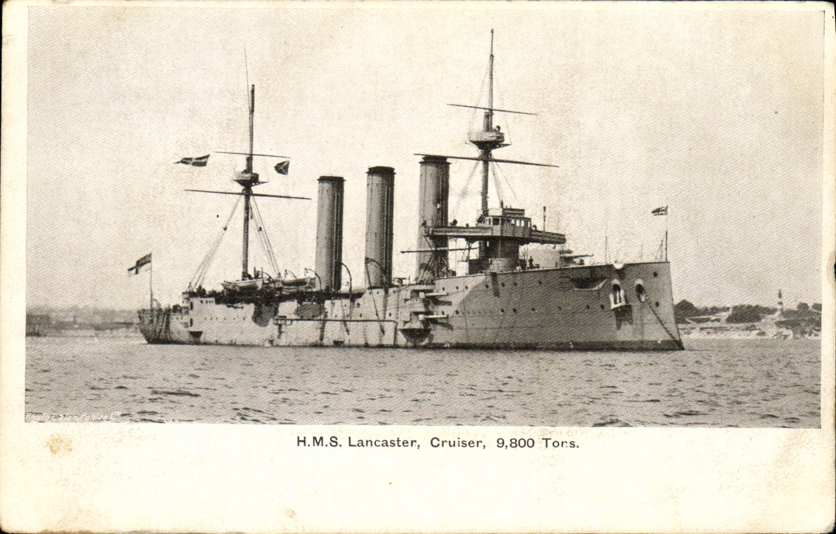 VINTAGE POSTCARD Warship HMS Lancaster Cruiser