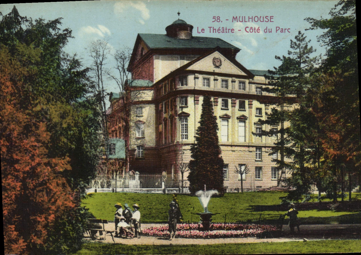 VINTAGE POSTCARD Theater Mulhouse Dimensions park