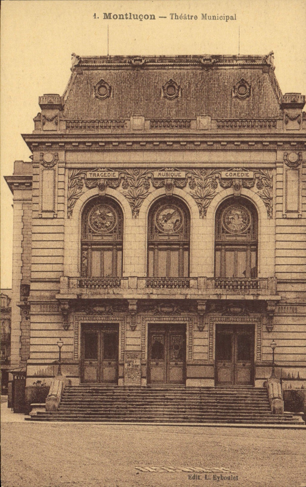 VINTAGE POSTCARD municipal Theater Montlucon