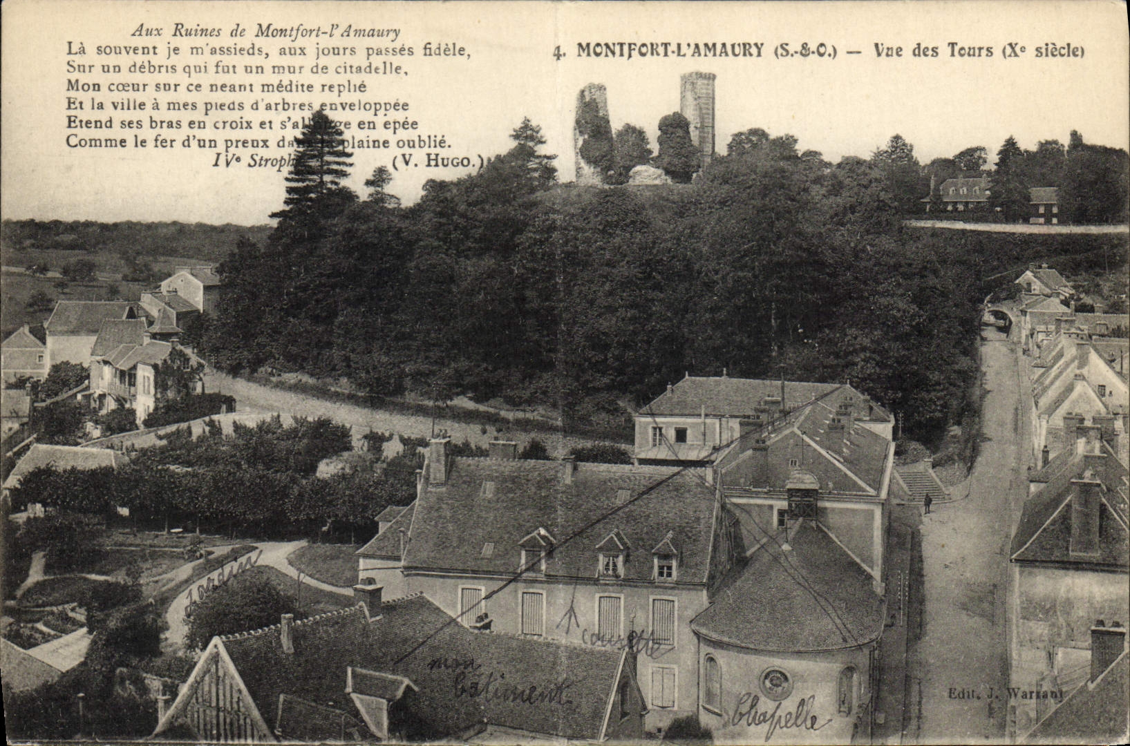 VINTAGE POSTCARD Montfort Amaury Seen Of Tours