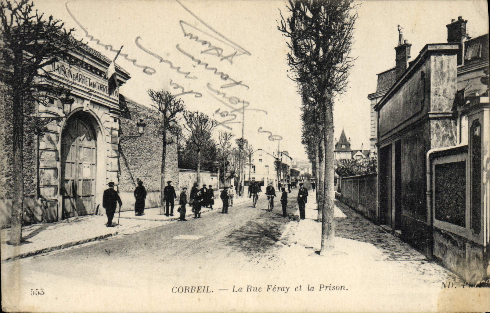 Prisión de Corbeil de la POSTAL de la VENDIMIA la calle Feray y la prisión