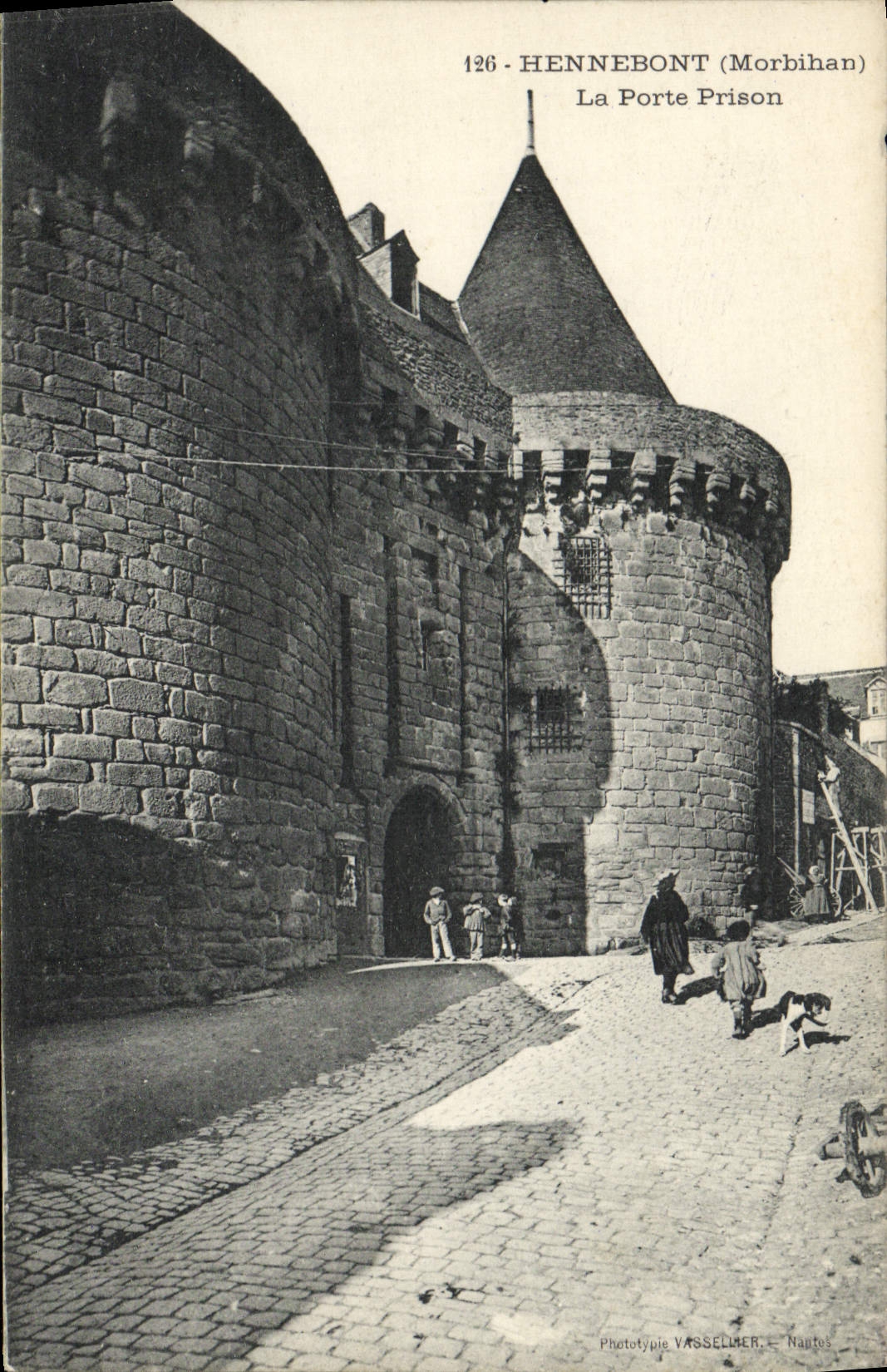 Prisión de Hennebont de la POSTAL de la VENDIMIA la prisión de la puerta