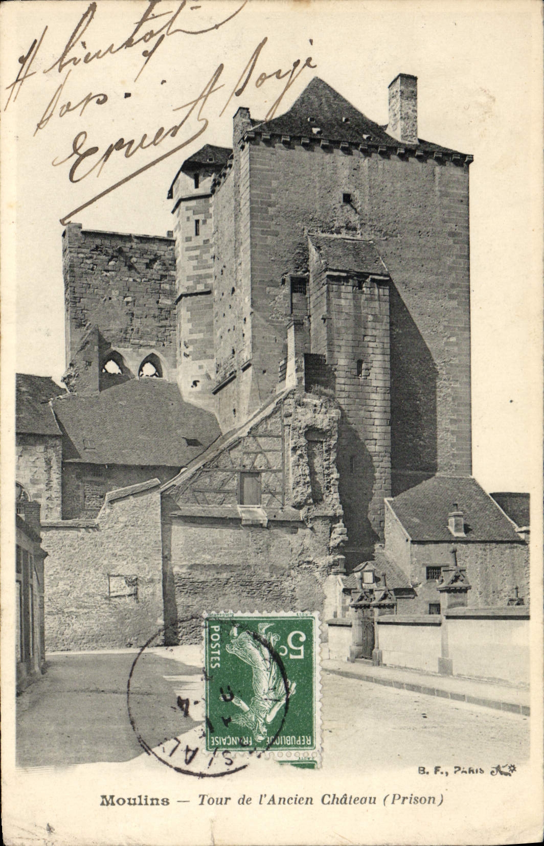 De la VENDIMIA de la POSTAL de la prisión vuelta Moulins del castillo viejo