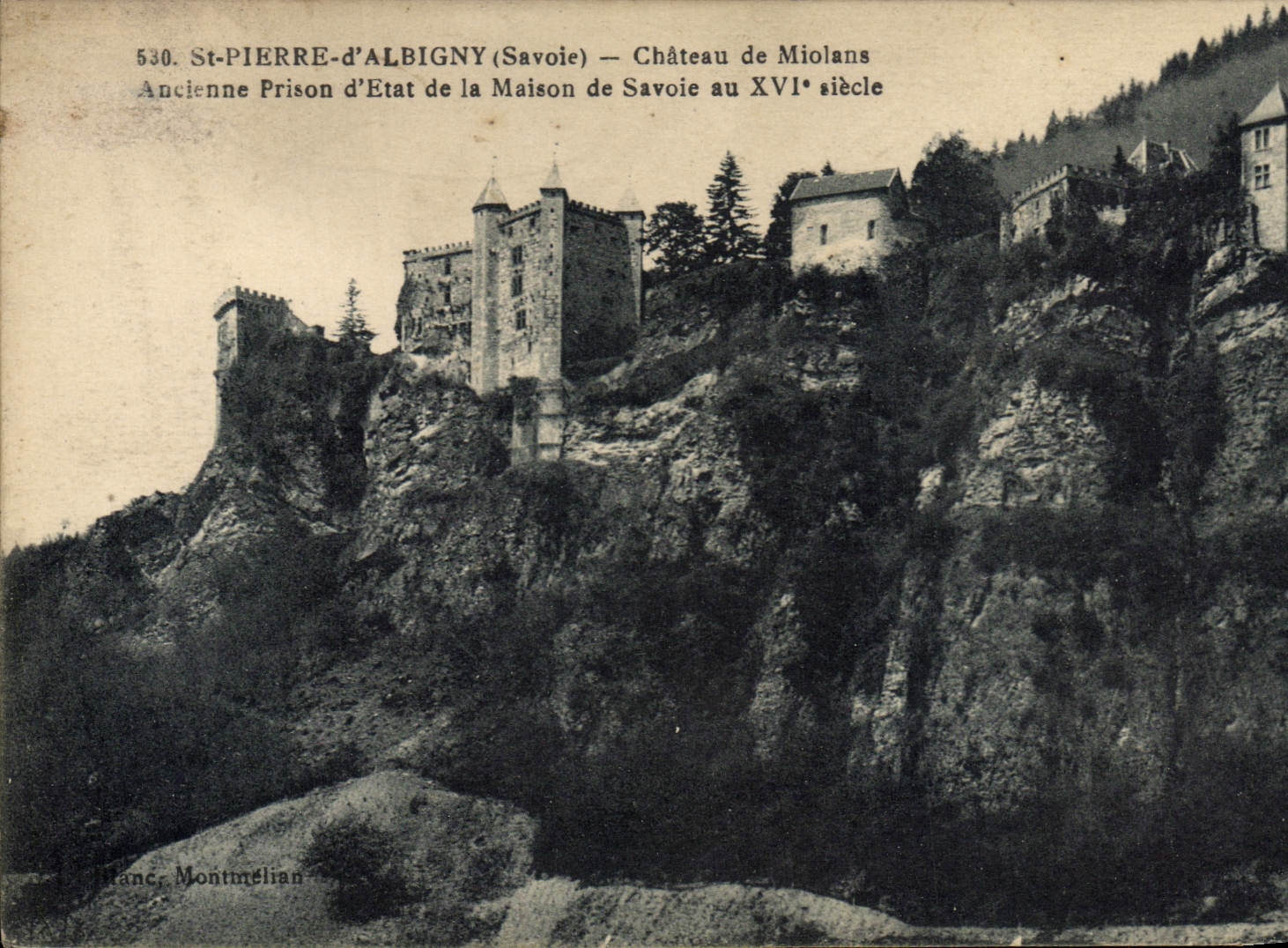 Castillo de Albigny del d del St Pedro de la prisión de la POSTAL de la VENDIMIA de la prisión vieja de Miolans del estado de la casa de la col rizada