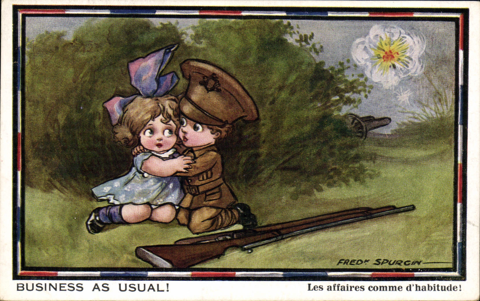 VINTAGE POSTCARD Children Business ace usual Militaria Fred Spurgin Militaria