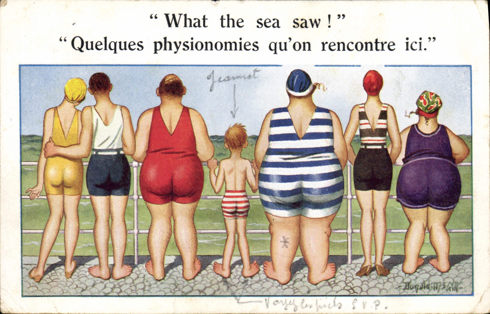 CPA Humour A la plage