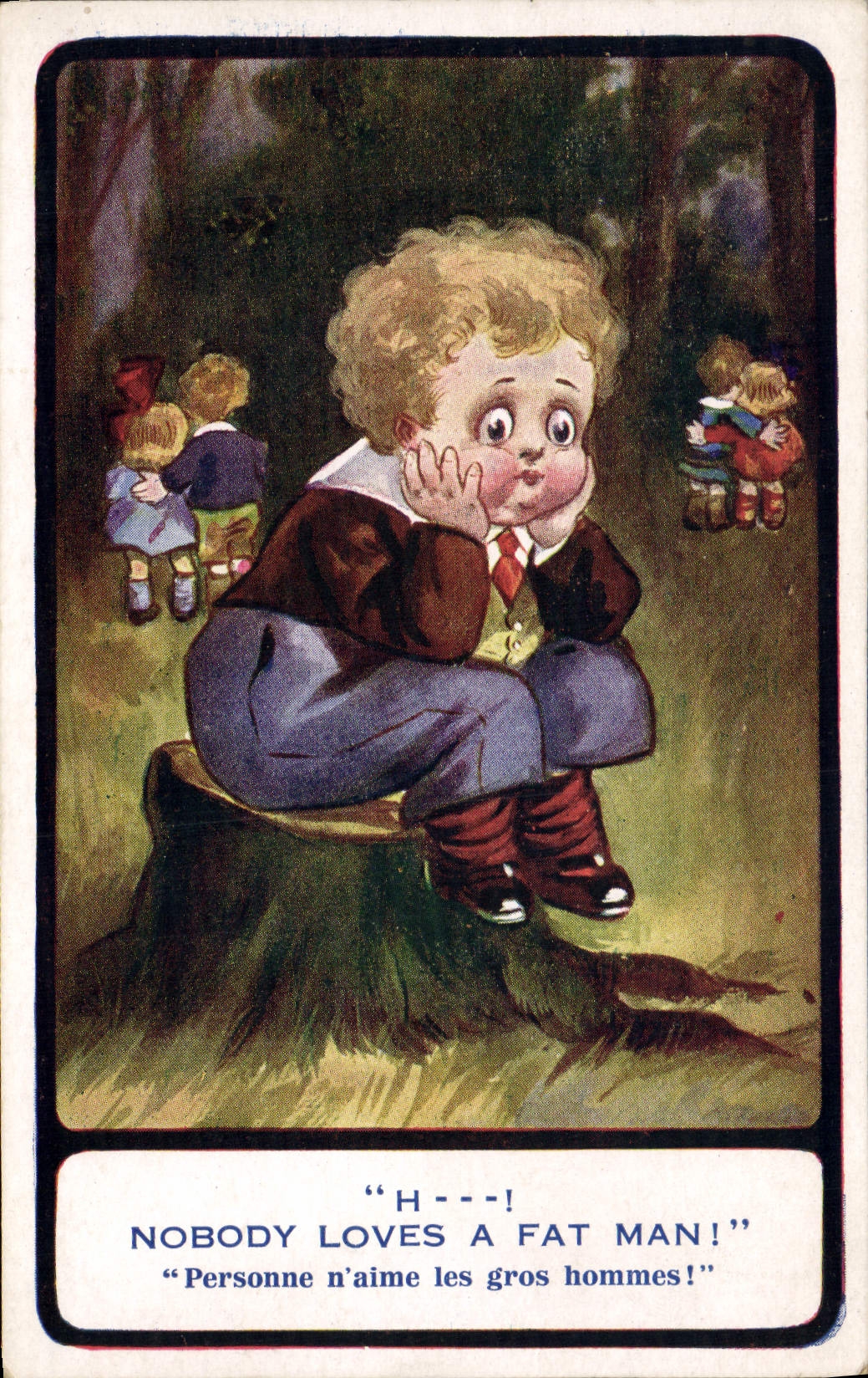 VINTAGE POSTCARD Enfant Nobody coil has conceited man