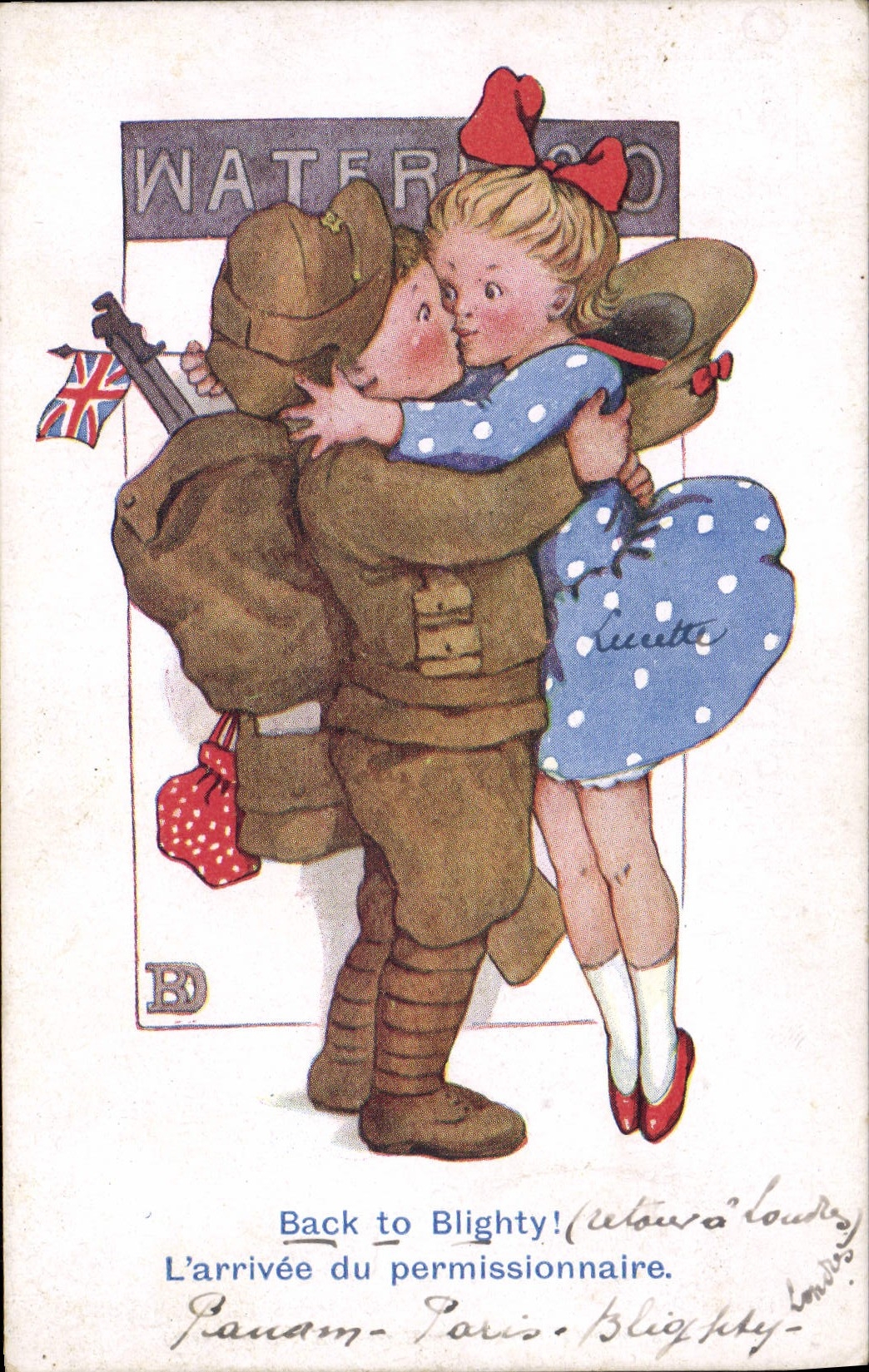 VINTAGE POSTCARD Children Militaria Soldier