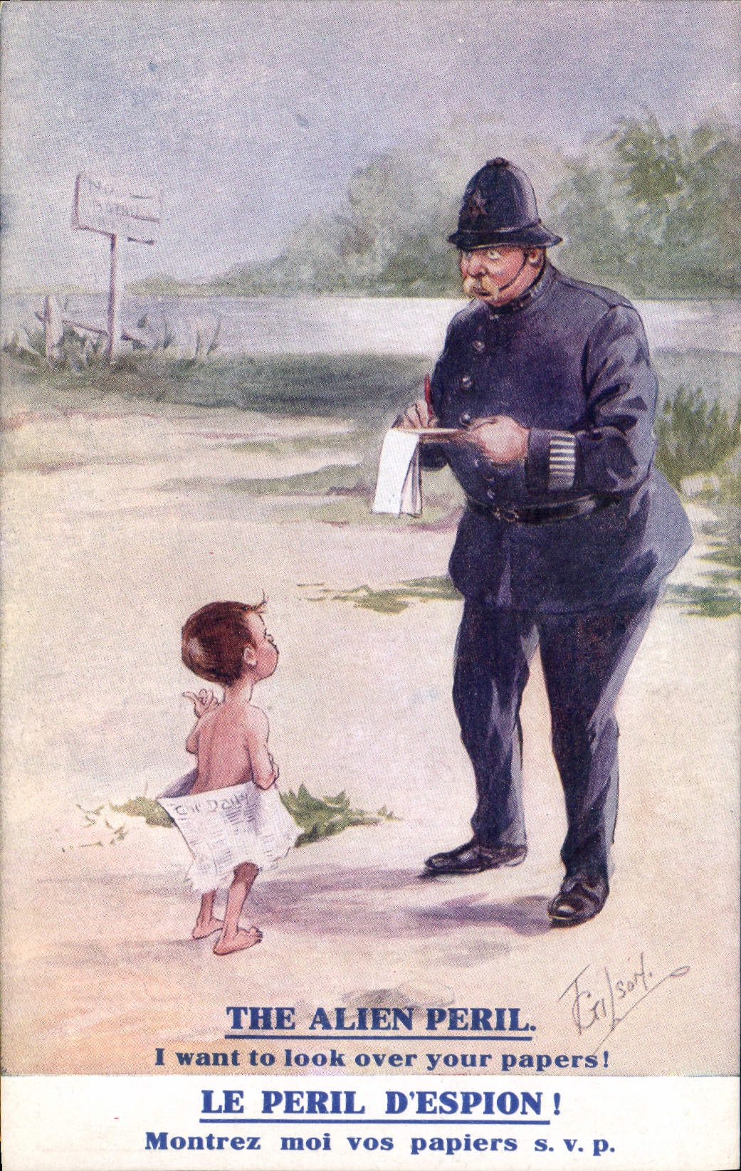 VINTAGE POSTCARD Police Child Police officers