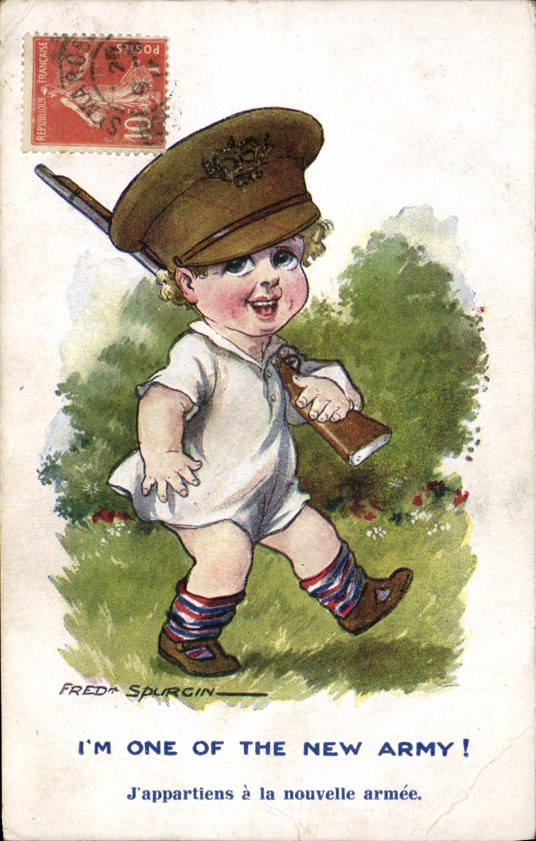 VINTAGE POSTCARD Child Soldier militaria Fred Sprugin
